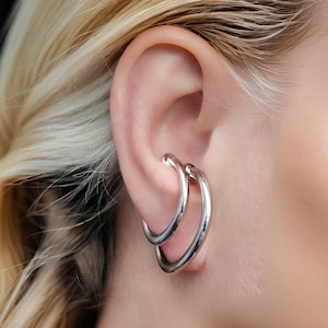 Orbital Ear Lobe Cuffs S925 Silver Plated Non Piercing Clip Earrings Statement Jewellery Boxed