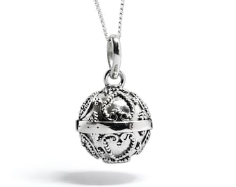 Angel Caller Necklace Sterling Silver Harmony Ball Bola Pendant Chime Locket Spiritual Gift & Box