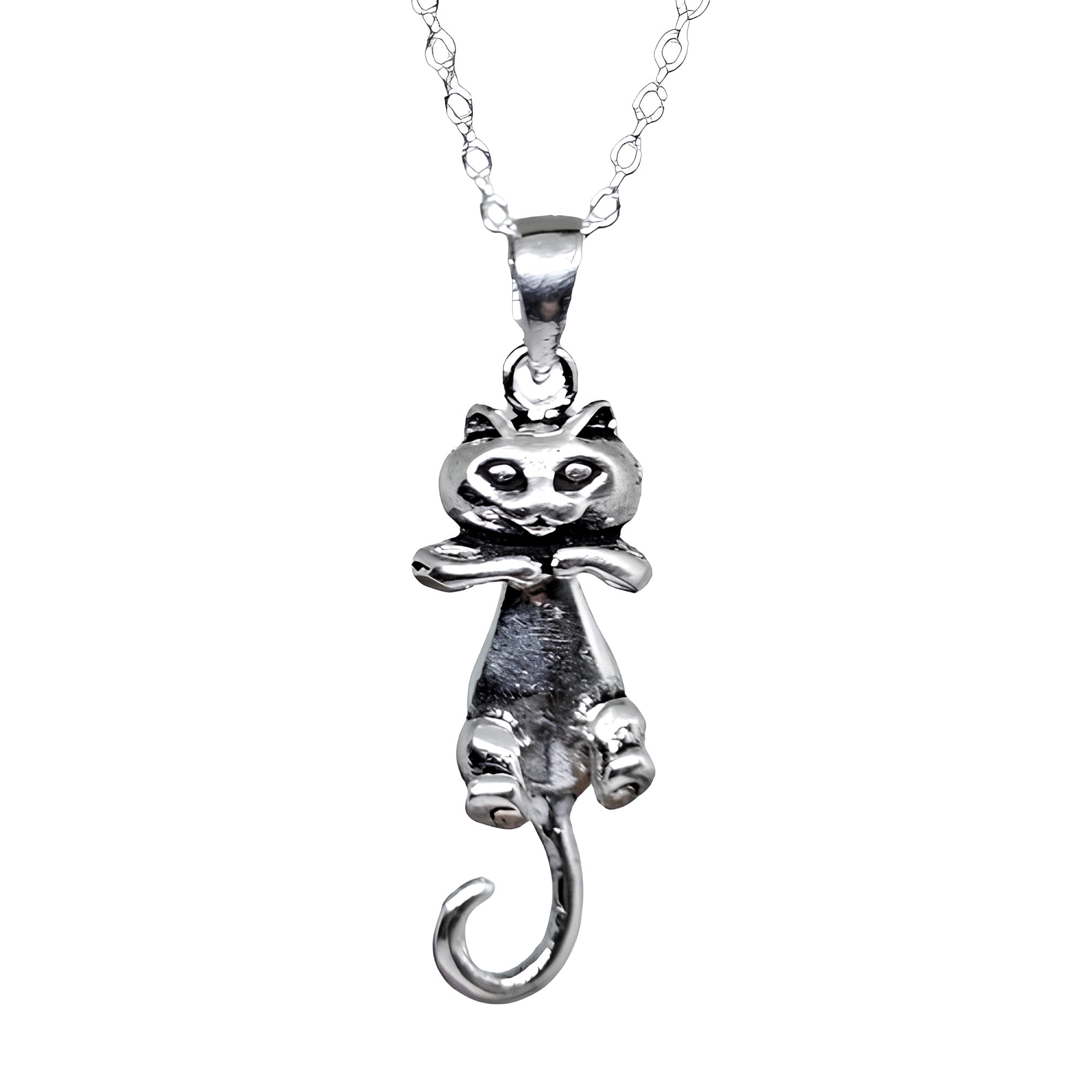 Katze Anhänger Kette Aus Sterling Silber - Niedliches Geschenk Für Tierliebhaber