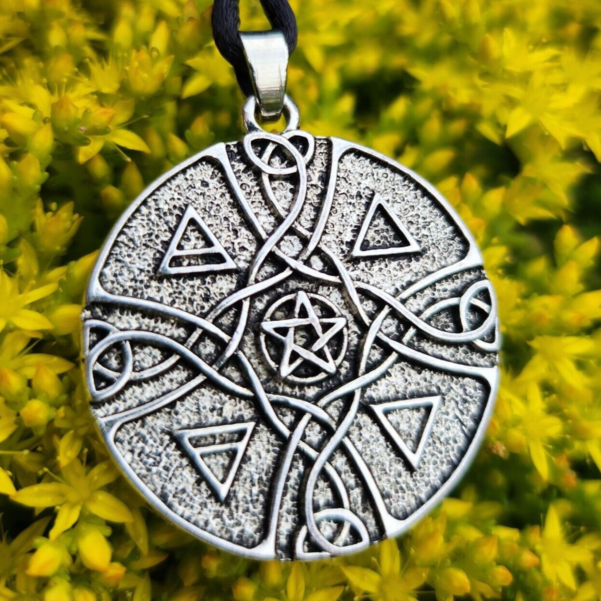 Pentacle of the Elements Necklace Pewter Pendant Earth Air Fire Water ...