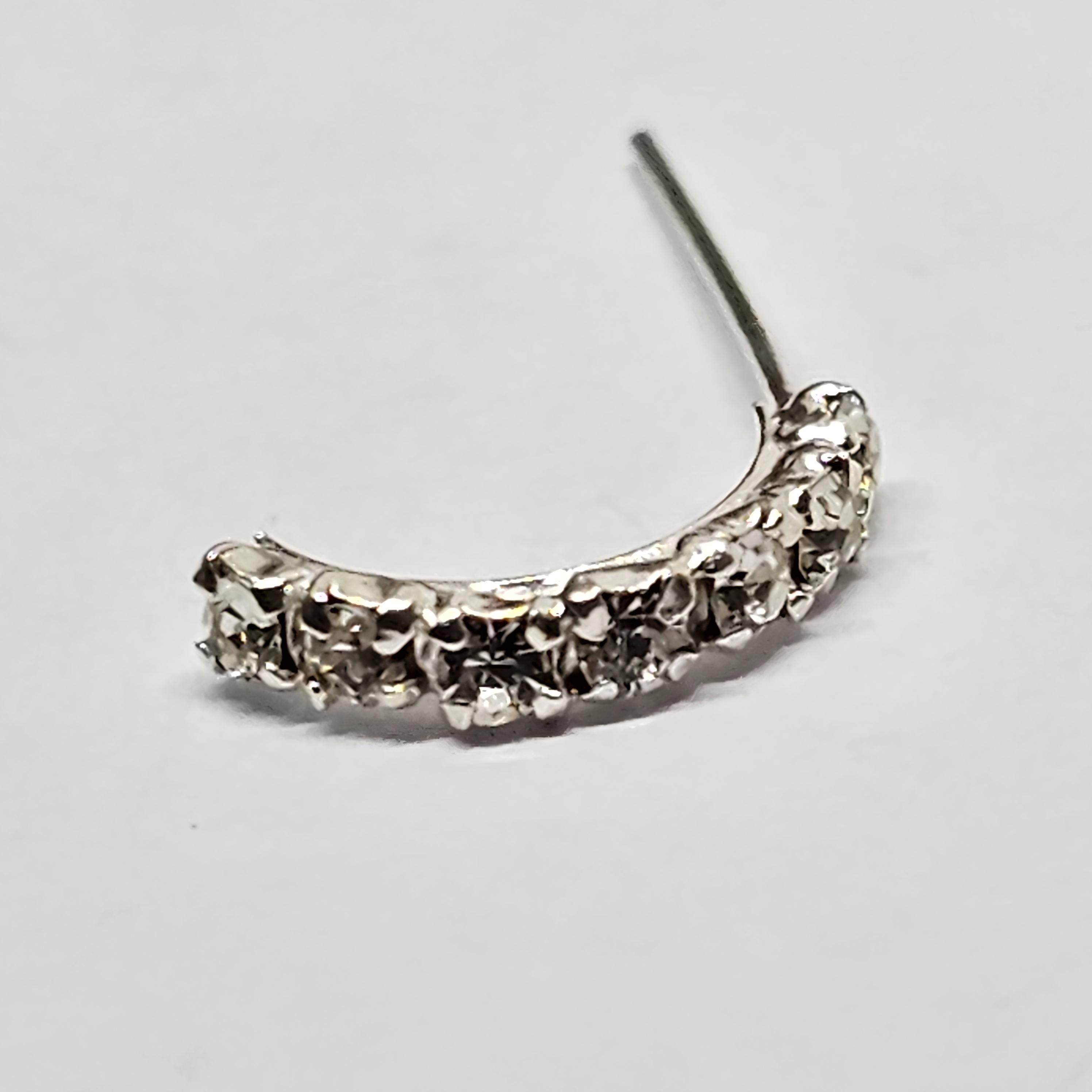 Nose Stud Half Ring 7 CZ Cubic Zirconia Crawler 22 Gauge