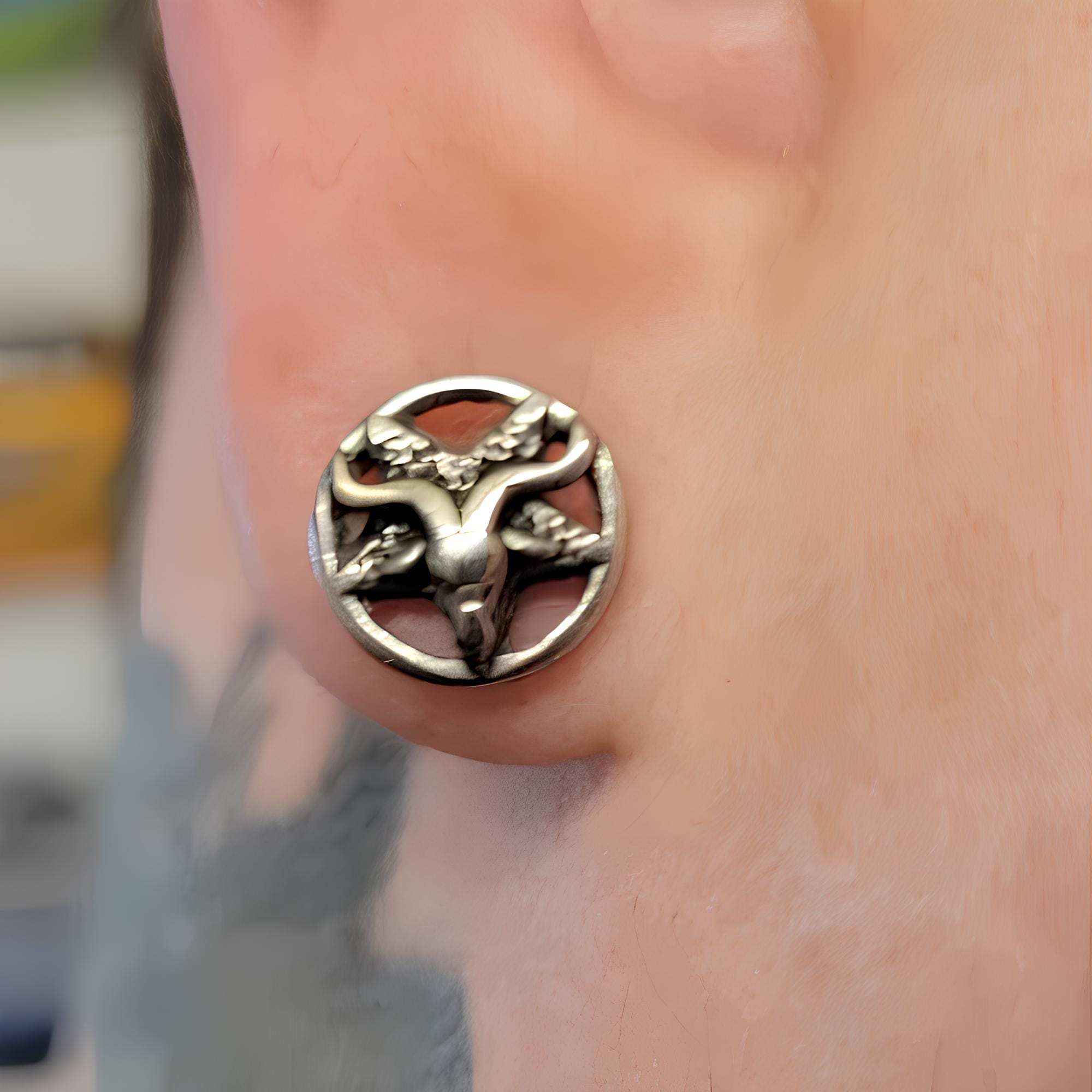 Orecchini Pentagramma Baphomet (2 Stili) - Pentacolo Invertito, Capra Occulta Dei Cavalieri Templari Di Mendes, Come Sopra E Sotto, Regalo Di Eliphas Levi - Italia - Foto 9