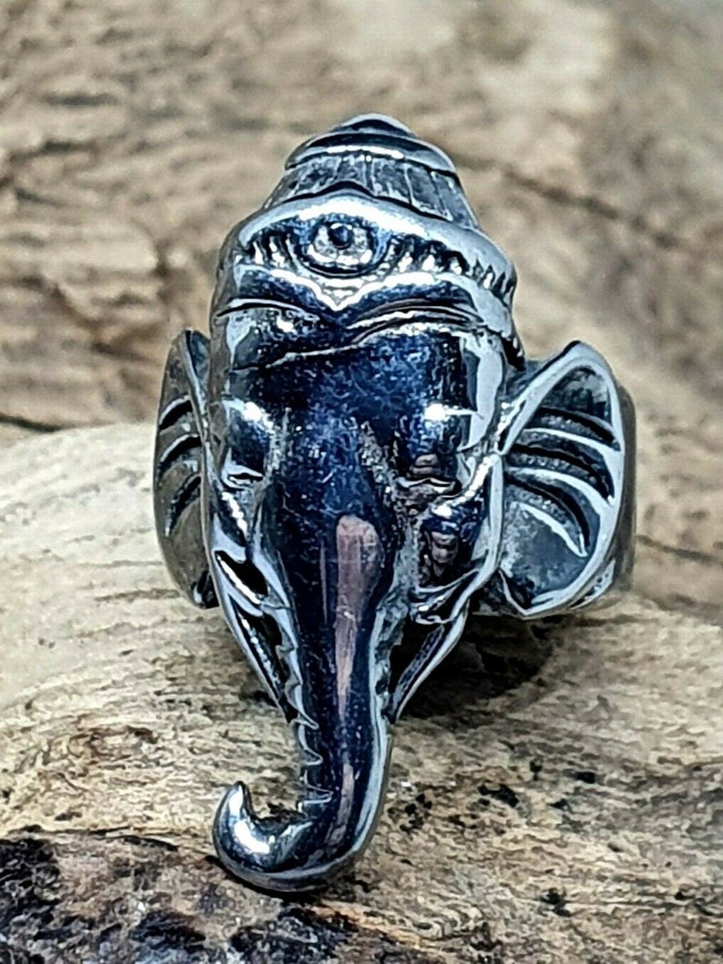 Elephant Hindu Dreadlock Bead Dread Hair Braid Beard Bead 8.5mm Hole Stainless Steel Bead Ganesha Ganesh Not Alloy Real Steel