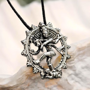 Shiva Nataraja Pewter Pendant Necklace Hindu God Cosmic Dance Talisman Jewellery & Boxed