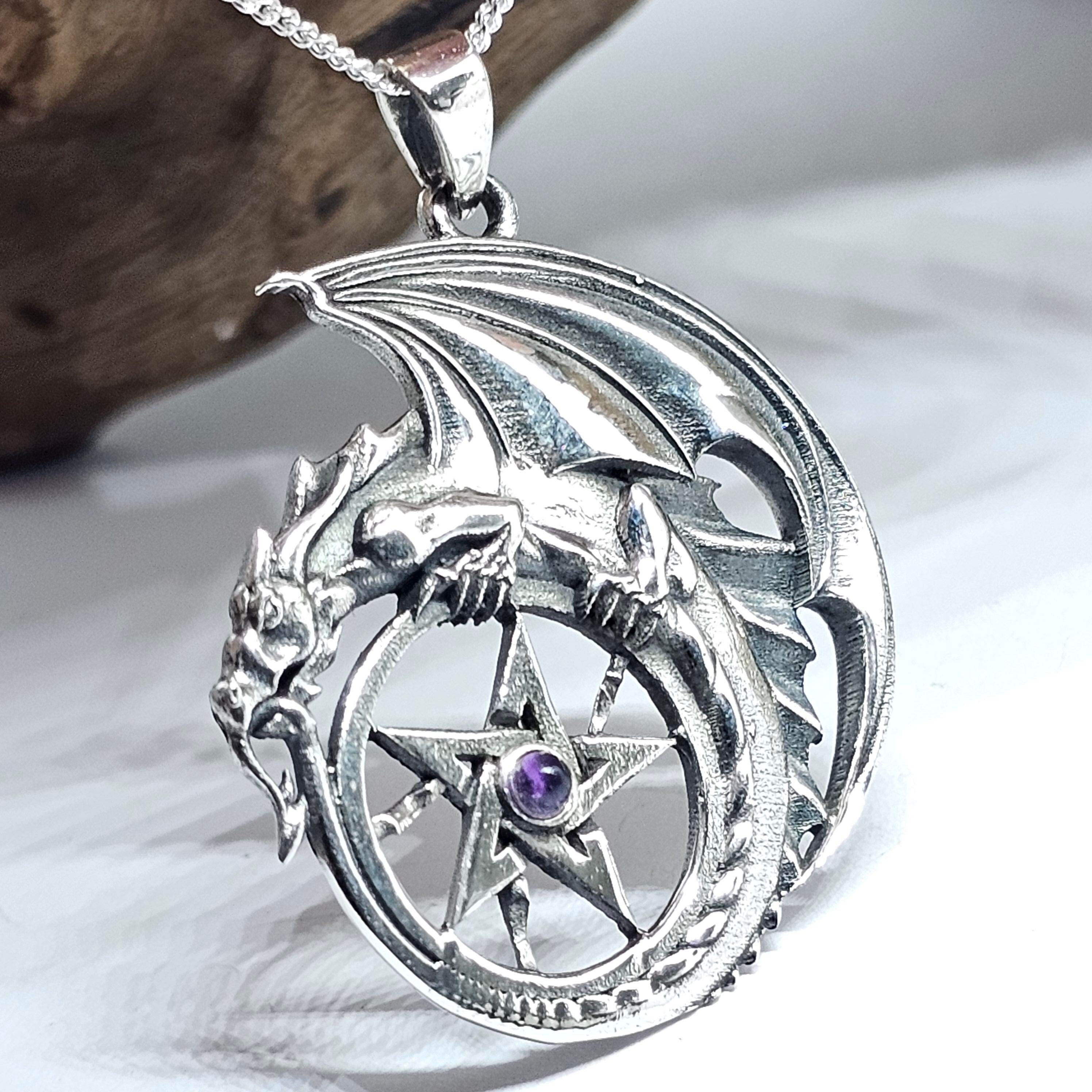 Dragon Pentacle Amethyst Pendant Necklace 925 Sterling Silver 20 Curb Chain Fantasy Dragon Winged Talisman Amulet Boxed Jewellery S5S1 Etsy Canada