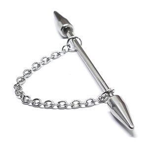 Spike Scaffold Bar Industrial Piercing Chain Surgical Steel Gothic Punk Jewellery 14G bild 3