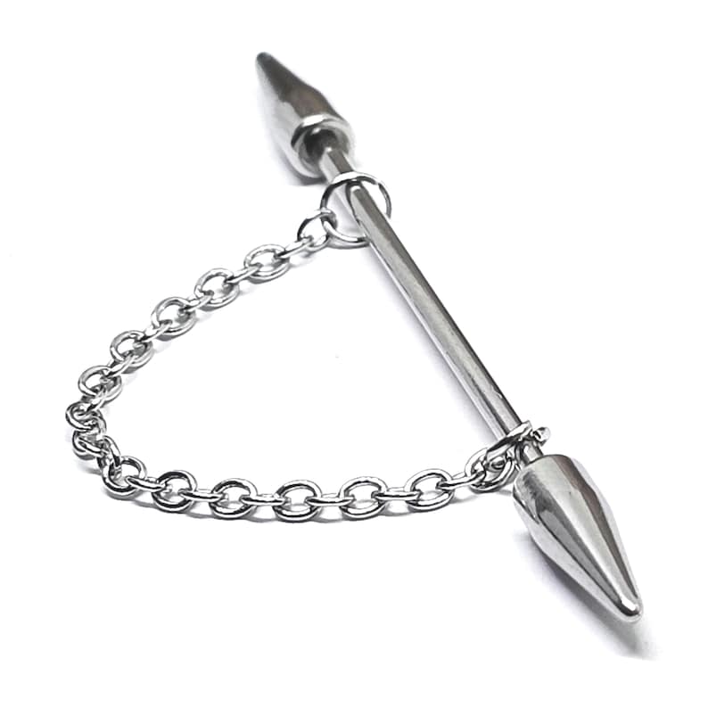 Spike Scaffold Bar Industrial Piercing Chain Surgical Steel Gothic Punk Jewellery 14G bild 3