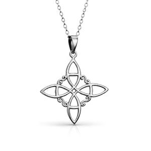 Witches Knot Pendant 925 Silver Wiccan Pagan Celtic Infinity Protection Necklace Spiritual Gift Jewelry Sacred & Box