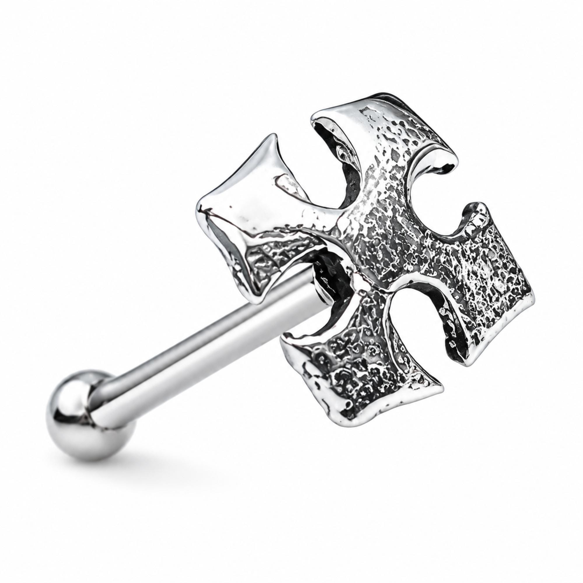 Diamond Arrow Cross Nose Stud 925 Sterling Silver 22g Gothic