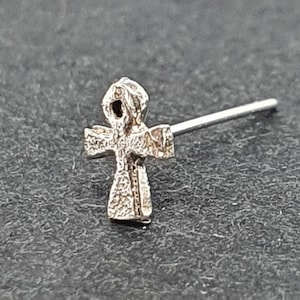 Ankh Nose Stud Piercing Egyptian Key of life 22g (0.6mm) Ancient Ankh Symbol 925 Sterling Silver Straight L Bendable Jewellery (b7l11)