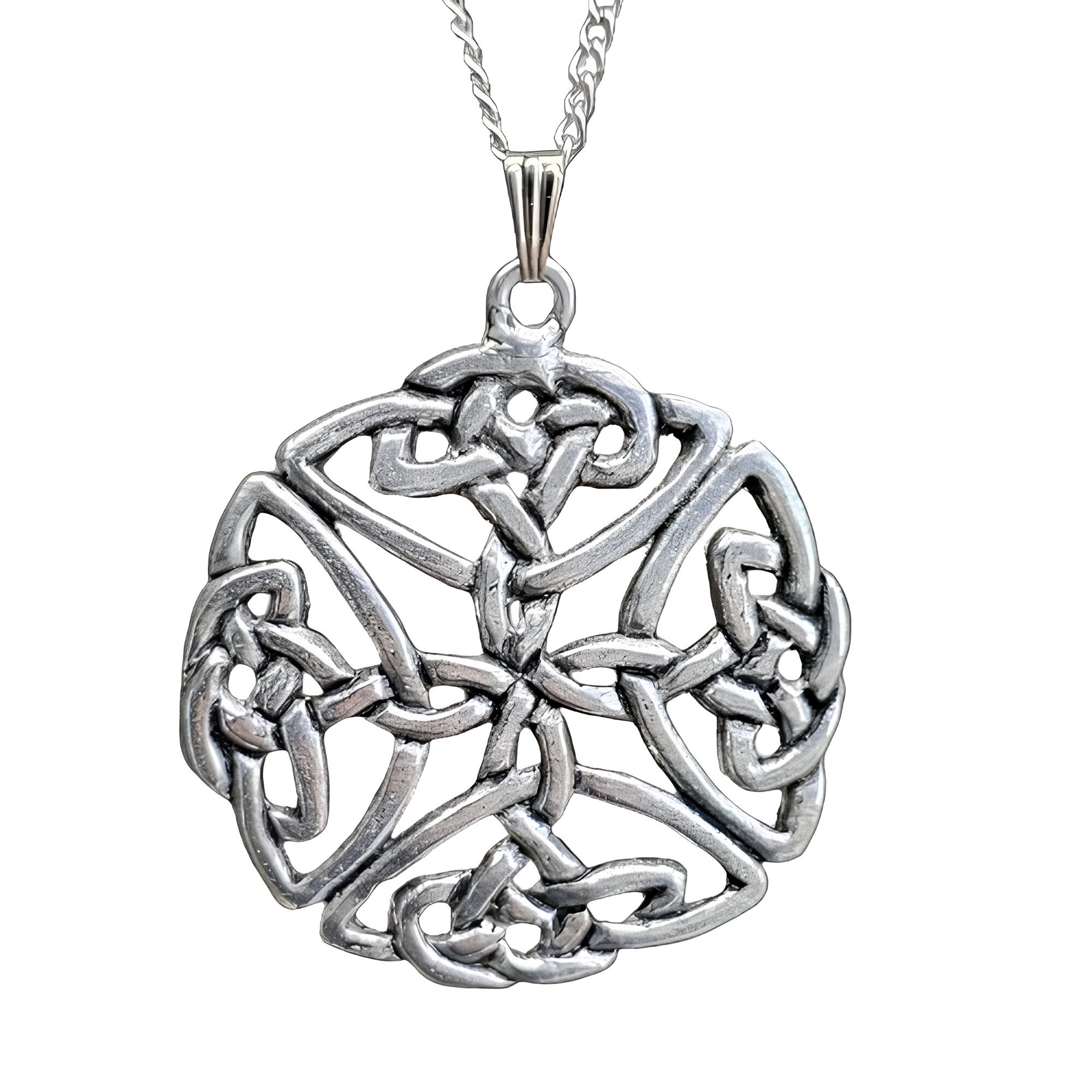 Oidea Ciondolo Da Uomo In Acciaio Inox A Forma Di Crocefisso, Nodo Celtico Irlandese, Con Collana Da 55 Cm, Color Argento