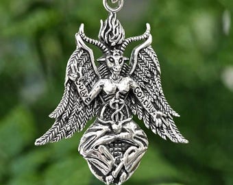 Baphomet Pendant 925 Sterling Silver Sabbatic Goat Occult Necklace Gothic Satanic Jewellery Gift