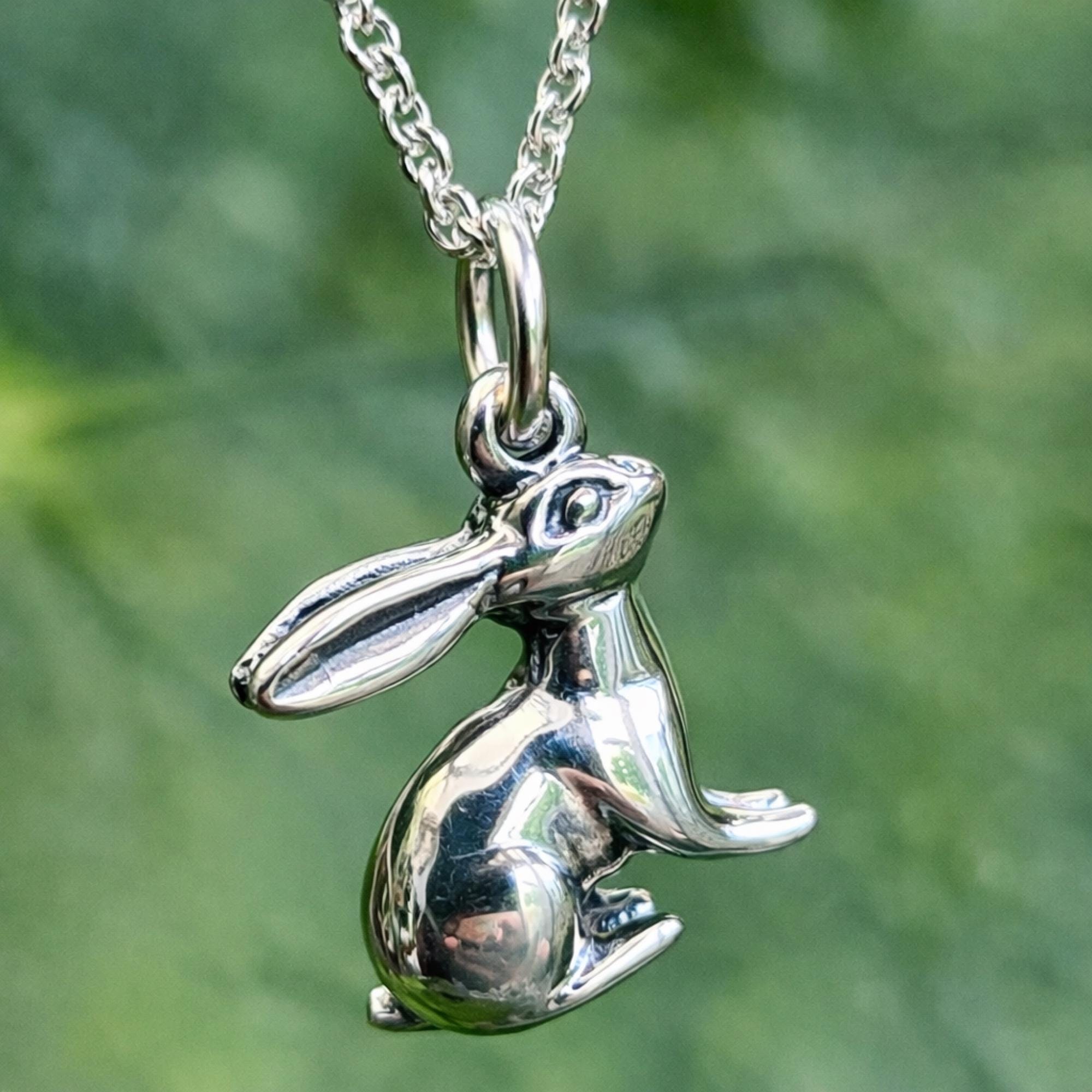 Collana Con Ciondolo Coniglietto E Luna In Argento Sterling 925 - Gioiello Ipoallergenico Per Amanti Dei Conigli - LYPTOPTOP