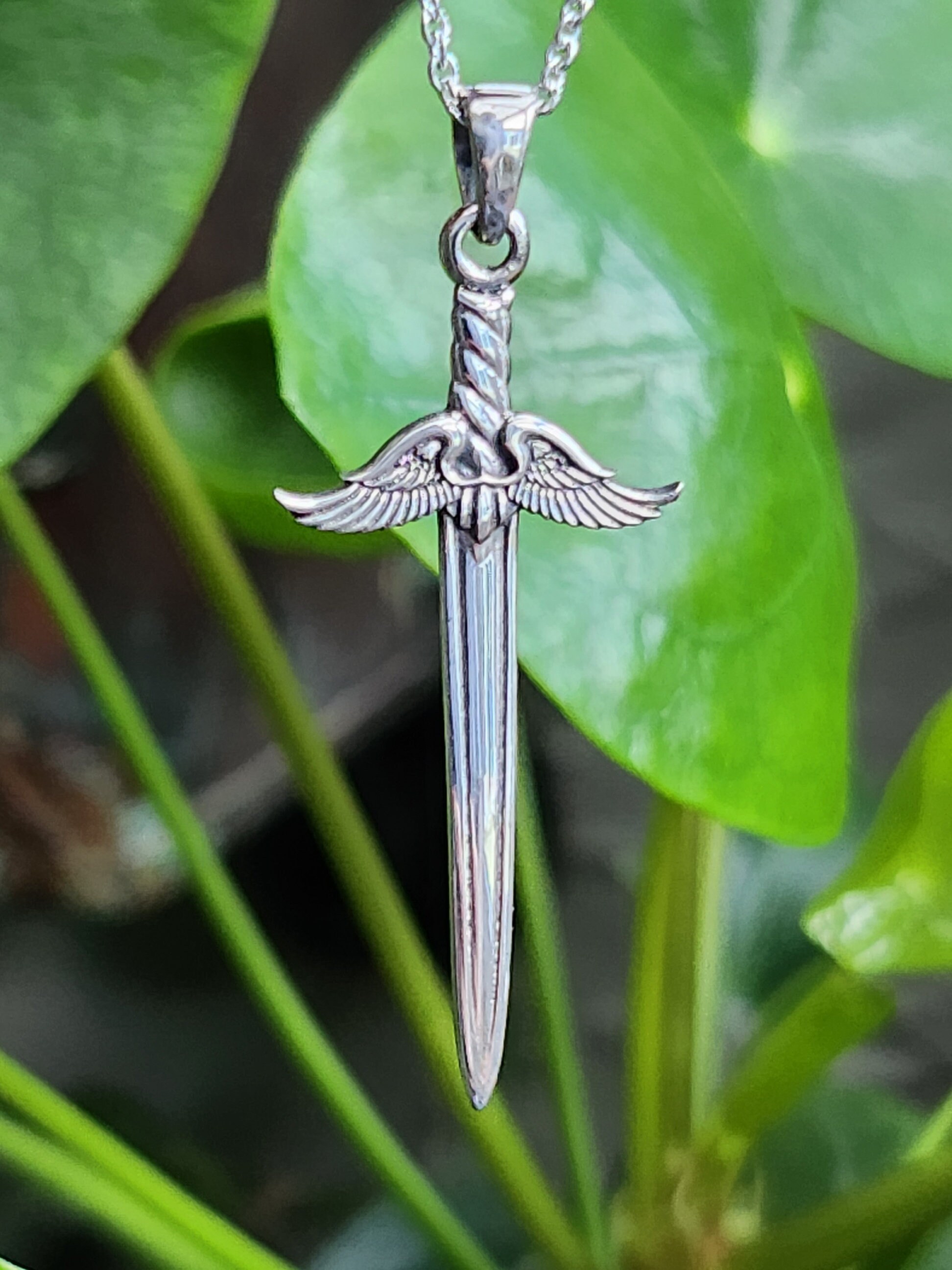 Winged Sword Pendant Necklace Archangel St Michael's Broad Winged Sword Pendant Necklace Archangel St Michael's Broad