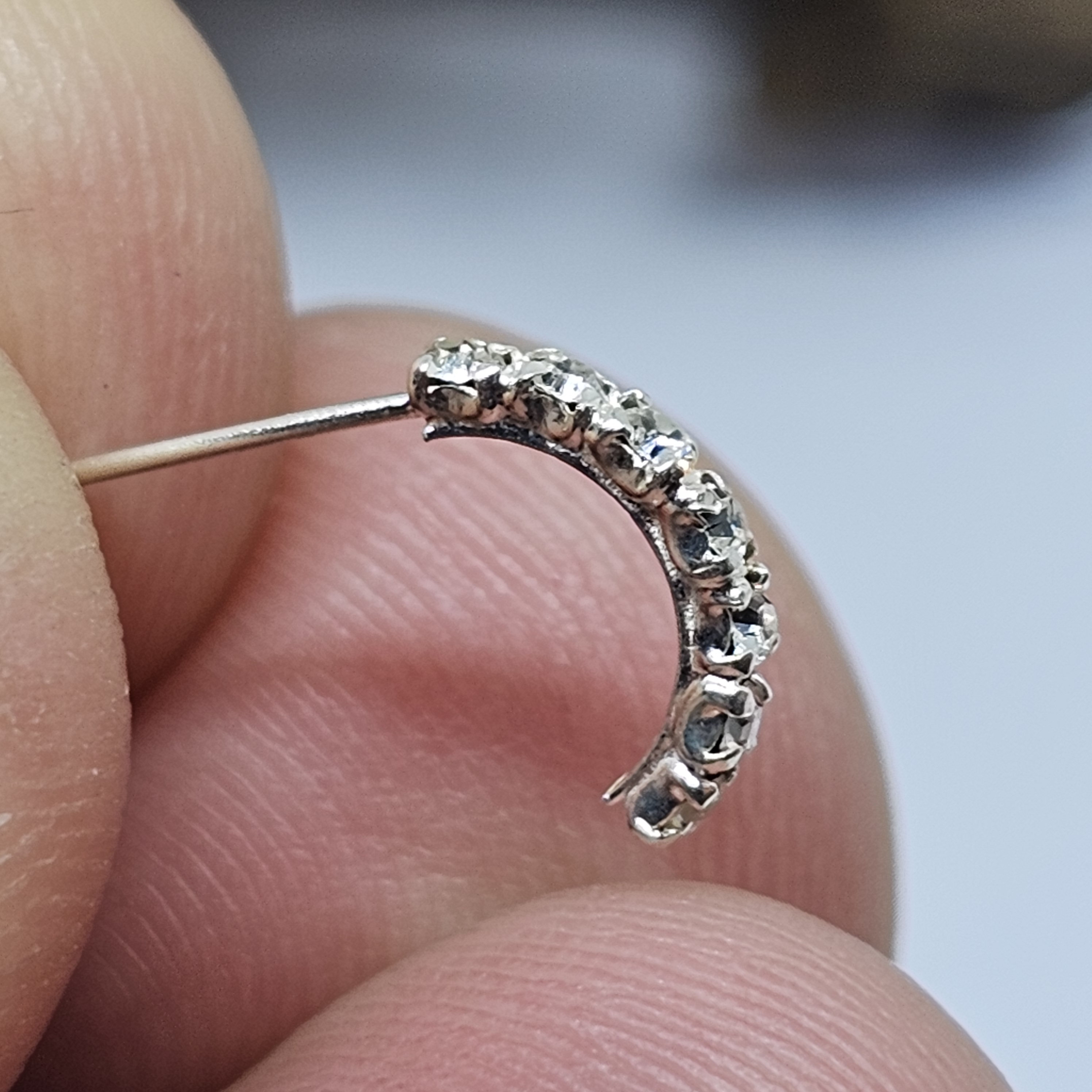 Nose Stud Half Ring 7 CZ Cubic Zirconia Crawler 22 Gauge