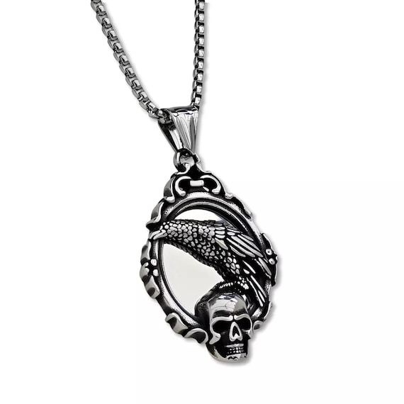 レイヴン クロウ スカル ペンダント ゴシック ステンレススチール