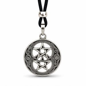 Pentacle Chalice Well Pendant Pewter Avalon Glastonbury Necklace 
