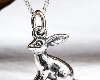 Lunar Hare Pendant Necklace 925 Sterling Silver 18" Rolo Chain Spring Ostara Jewellery &  Boxed