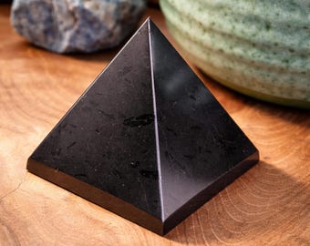 Black Tourmaline Pyramid Large Crystal Protection Stone Healing Energy Luxury Decor Gift - Hand Carved