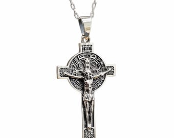 Benedikt Kreuz Anhänger Sterling Silber Kruzifix Halskette Schutz Medaille Katholischen Geschenk Boxed