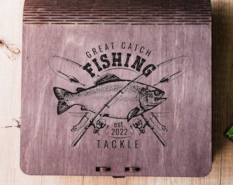 Wooden Fisherman Organizer, Custom Fisherman Tackle Box, Wooden Fisherman Box, Personalized Fisherman Case, Personalized Husband Gift