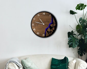 Horloge murale en bois moderne, horloge murale unique, grande horloge murale en bois, horloge murale en bois avec chiffres, horloge murale chiffre romain, petite horloge murale