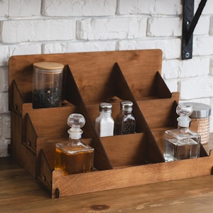 Wooden Kitchen Rack, Personalized Spice shelf, Custom Kitchen Organizer, Engraved Kitchen Storage, Wooden Spice Shelf, Mom&#39;s Birthday Gift