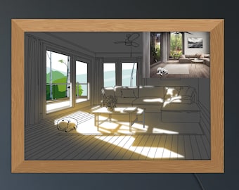 Custom light art painting, Wall art frame light painting, The collision of light and painting,Led light shadow painting frame,3 colors light