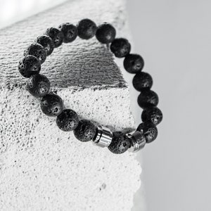 Pulsera de ónix negro para hombre, pulsera de cuentas con nombre, pulsera de cuentas para hombre, pulsera de cuentas personalizada, joyería para hombre, pulsera con nombre para niños para hombre