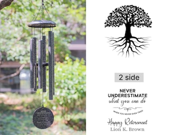 Personalized wind chimes for retirement, Never underestimate, Tree wind chime,Custom wind chime,Police retirement gift,Happy retirement gift