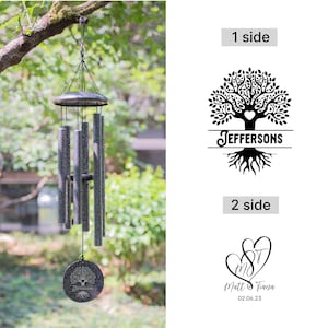 Wedding wind chimes personalized, Interlocking hearts, Engraved windchimes, Anniversary gifts for couples, Engagement gift, Gift for wife