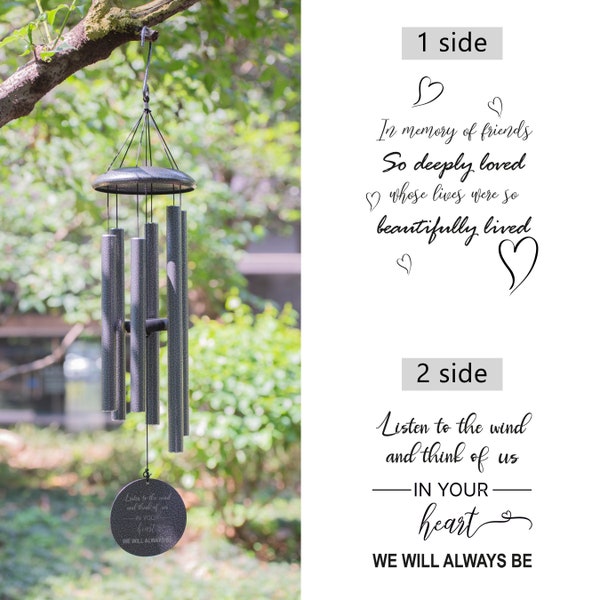Listen to the wind and think of me, Engraved windchimes, Remembrance wind chimes, Memorial wind chimes personalized, Sympathy wind chimes