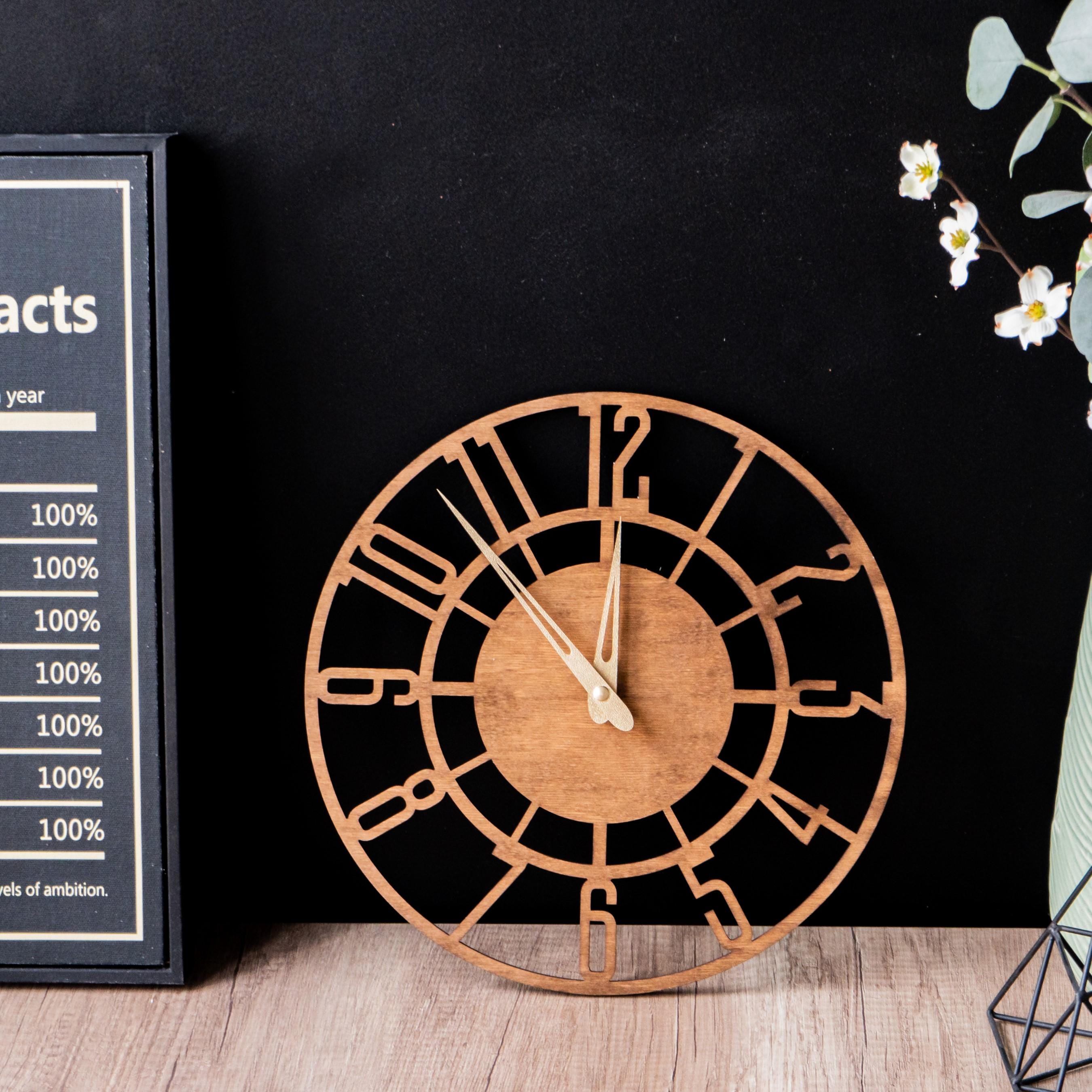 Wooden Wall Clock, Farmhouse Wall Clock Roman Numbers, Oversized Wall ...