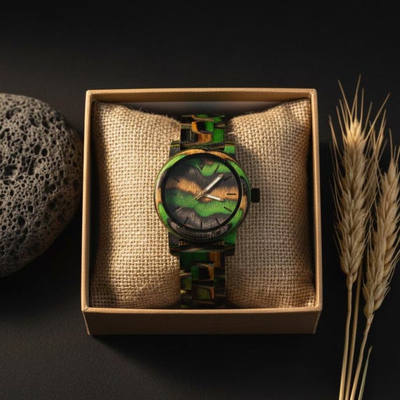 Personalized Wooden Wrist watch, Engraved wooden watch with box, Luxury Wooden Watch for Men, Groomsmen Gift, Handmade Wooden Wrist Watch