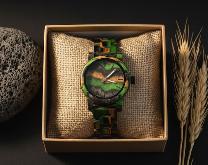Personalized Wooden Wrist watch, Engraved wooden watch with box, Luxury Wooden Watch for Men, Groomsmen Gift, Handmade Wooden Wrist Watch