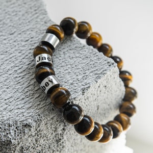 Beaded name bracelet dad, Dad bracelet with kids names, Child name bracelet, Mens name bracelet beads, Beaded name bracelet for men