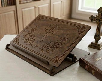 Wooden Book Stand for Desk, Adjustable Book Holder, Foldable Reading Stand, Bible Stand, Cookbook Holder, Tablet Stand,Portable Bible Holder