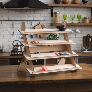 Exhibidor de madera para comercio minorista, Exhibidor de mesa de madera para comercio minorista, Estantes de exhibición para ferias de artesanía, Exhibidor para ferias de artesanía, Exhibidor escalonado, Exhibidor portátil