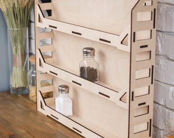 Wooden Spice Rack, Wall Mounted Spice Rack, Rustic Kitchen Shelf, Kitchen Wall Shelf, Kitchen Storage Shelf, Wooden Spice Shelf for Wall