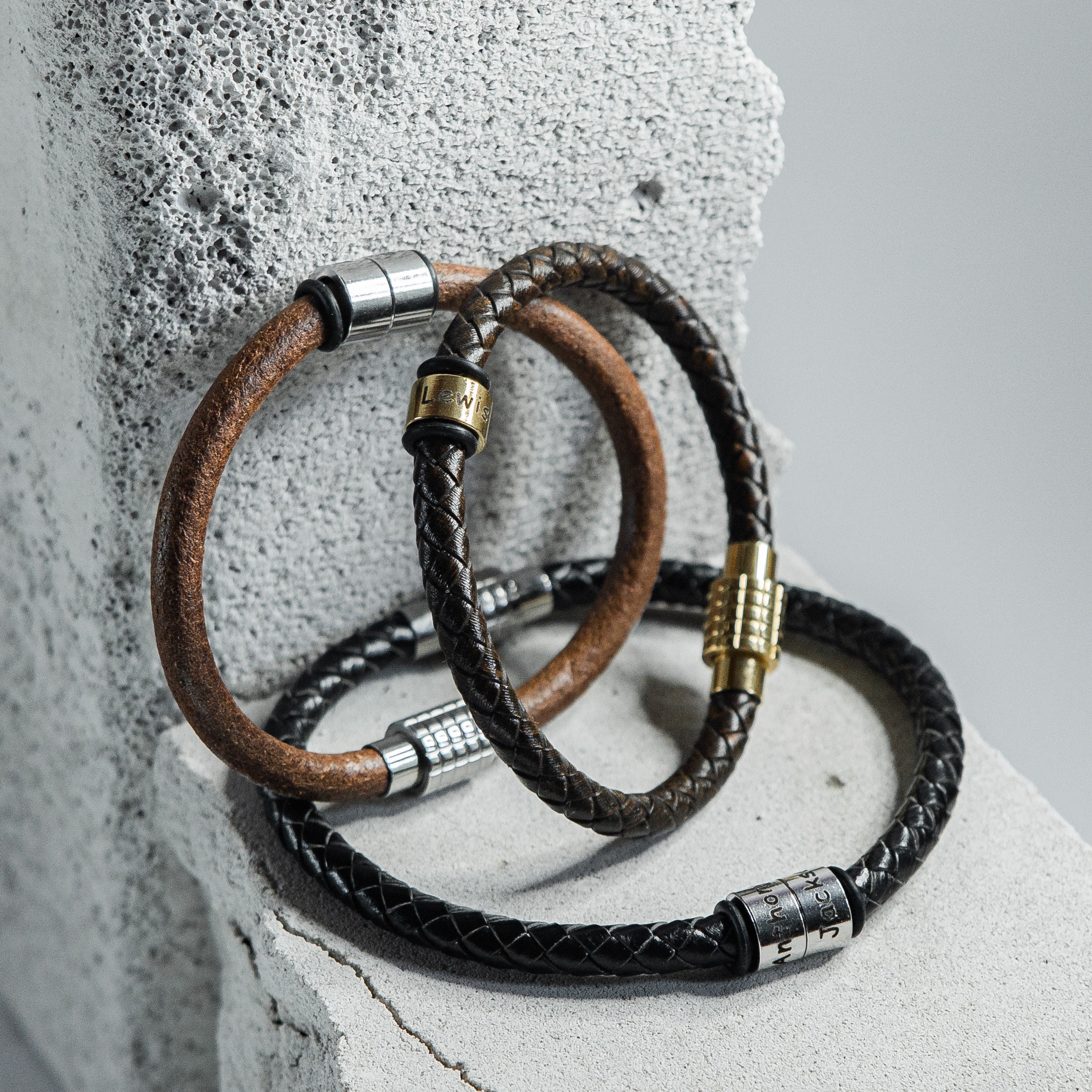 louis leather bracelet men