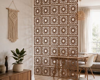 Wooden Room Divider, Room Divider Screen, Hanging Partition, Privacy Screen, Wood Partition, Japandi Decor, Apartment Decor, Wall Divider