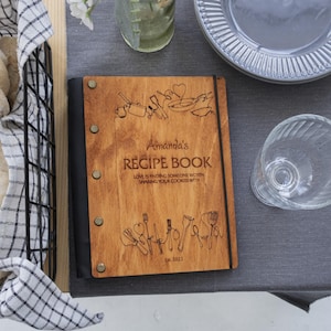 Custom recipe book wooden, Engraved recipe book, Recipe journal, Recipe book binder, Family recipe book,Custom recipe book,Blank recipe book