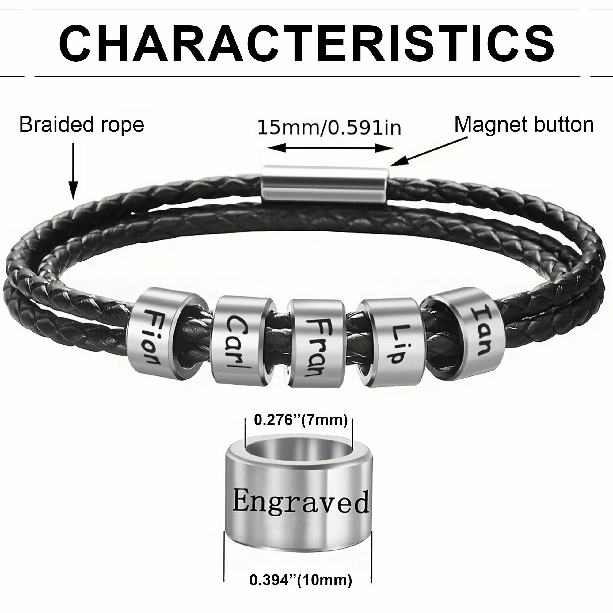 Leather Bracelet Dad, Handmade Mens Bracelet, Engraved Name Bracelet