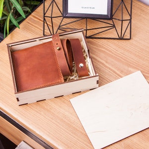 Personalisierte Leder Geldbörse für Männer, Leder Geldbörse mit Gravur, Leder Geldbörse Geschenkbox, Brieftasche mit Schlüsselbund, Vatertag individuelle Geschenkideen