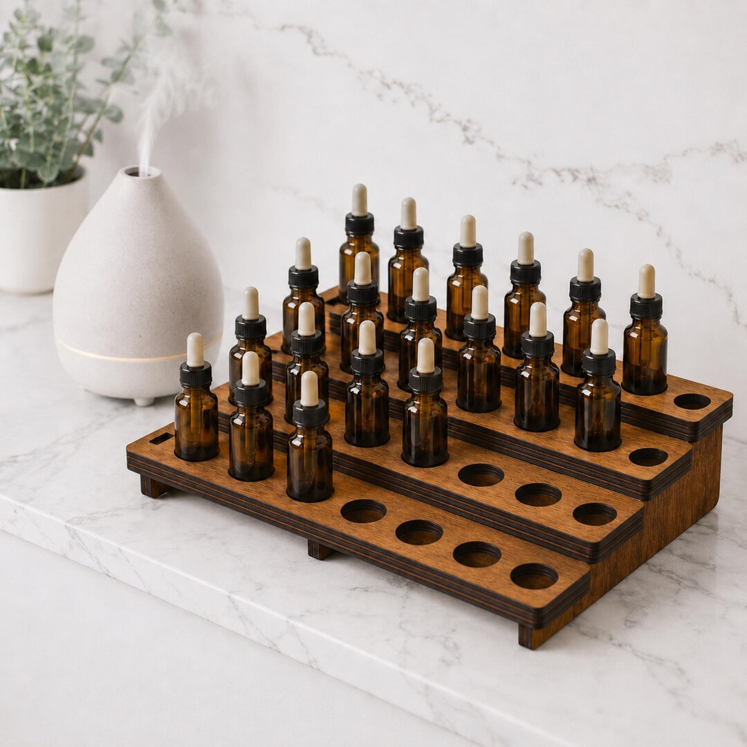 Essential Oil Display, Storage Holder for 15ml Bottles, Wooden ...