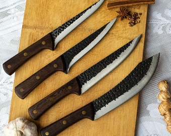 Chef knives sets, Handmade chef knives, Kitchen knives set, Handmade kitchen knives, Kitchen knives steel, Chef set for men, Gift for him