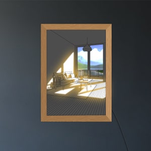 Light painting shadow box, LED light sketch painting, Wall art frame light painting, Led light shadow painting frame, Bedside lamp