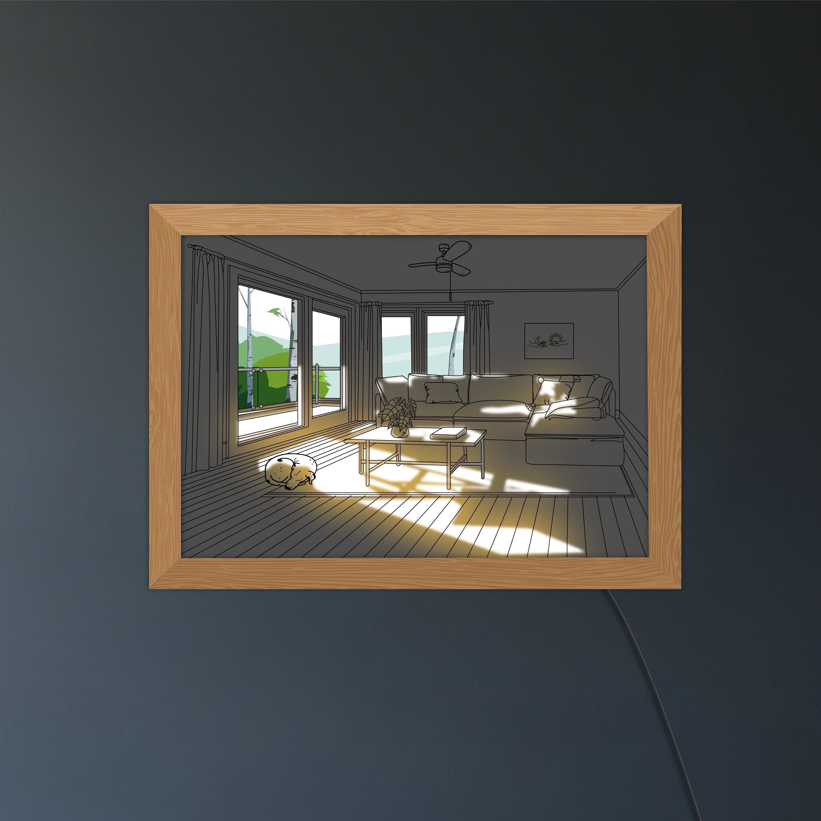 Wall Art Frame Light Painting, the Collision of Light and Painting, Light Box, Led Light Shadow