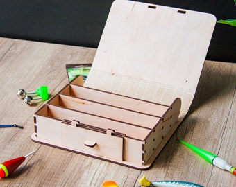 Personalized Fisherman Organizer, Custom Fisherman Box, Handmade Fisherman Storage, Wooden Fisherman Case, Engraved Fisherman Box