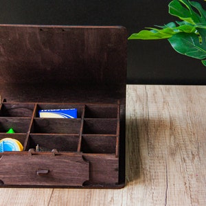 Wood Tackle Storage, Engraved Tackle Box, Handmade Fishing Organizer, Custom Fishing Tackle Box, Fisherman Personalized Gift
